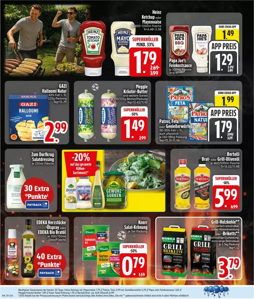 Aktueller Prospekt Edeka - Prospekte - von 13.07 bis 18.07.2026 - strona 16 - produkty: auer, deka, eier, eis, feinkost, feta, flasche, grill, grill-holzkohle, Halloumi, heinz, Holz, holzkohle, ketchup, knorr, mayonnaise, natur, sauce, Ti, WICK, Yo, Zum Dorfkrug