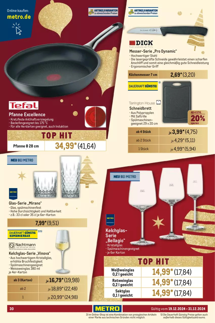 Aktueller Prospekt Metro - Food-Nonfood - von 19.12 bis 31.12.2024 - strona 30 - produkty: auer, backofen, eis, elle, herdarten, küche, Küchen, LG, messer, Metro, Ofen, pfanne, reis, rotwein, saft, sekt, spülmaschinen, Ti, wein, Weißwein, Weißweinglas