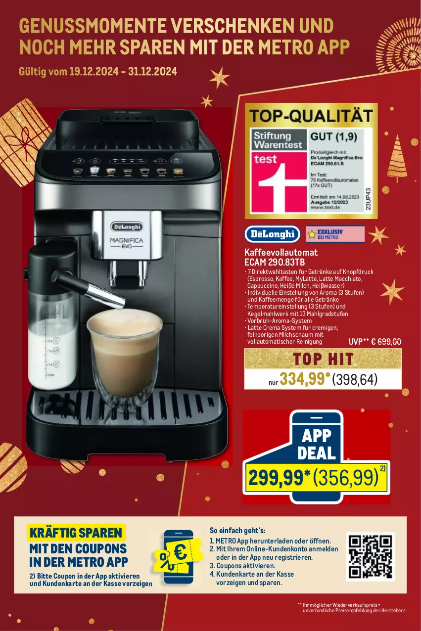 Aktueller Prospekt Metro - Food-Nonfood - von 19.12 bis 31.12.2024 - strona 41 - produkty: ACC, auto, Cap, cappuccino, chia, cin, coupon, coupons, eis, elle, ente, espresso, getränk, getränke, kaffee, kaffeevollautomat, latte, latte macchiato, LG, mac, macchiato, Metro, milch, nuss, Reinigung, reis, teller, Ti, tisch, wasser