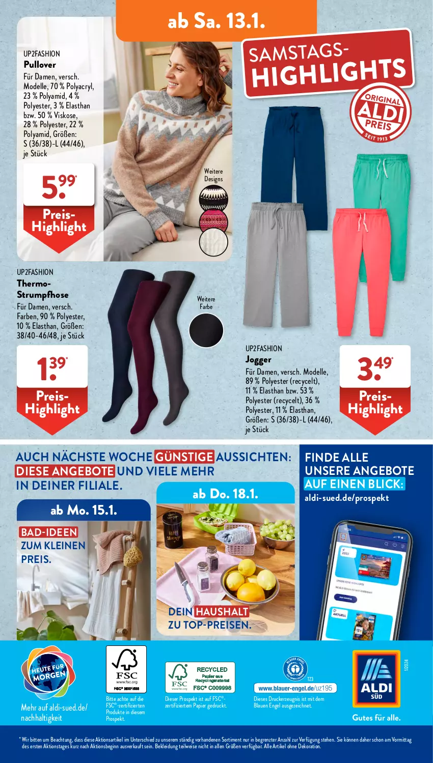 Aktueller Prospekt AldiSud - IN ZWEI WOCHEN - von 08.01 bis 13.01.2023 - strona 30 - produkty: aldi, alle artikel ohne dekoration, angebot, angebote, Bad, dekoration, dell, drucker, eis, elle, Engel, gin, hose, kerze, kleid, Kleidung, leine, Mode, papier, Pullover, reis, rum, Strumpfhose, Thermostrumpfhose, Ti, top-preis, up2fashion, ZTE