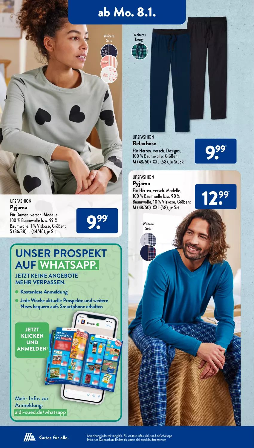 Aktueller Prospekt AldiSud - IN ZWEI WOCHEN - von 08.01 bis 13.01.2023 - strona 6 - produkty: aldi, angebot, angebote, Bau, baumwolle, dell, elle, hose, Mode, Pyjama, rel, smartphone, up2fashion, wolle