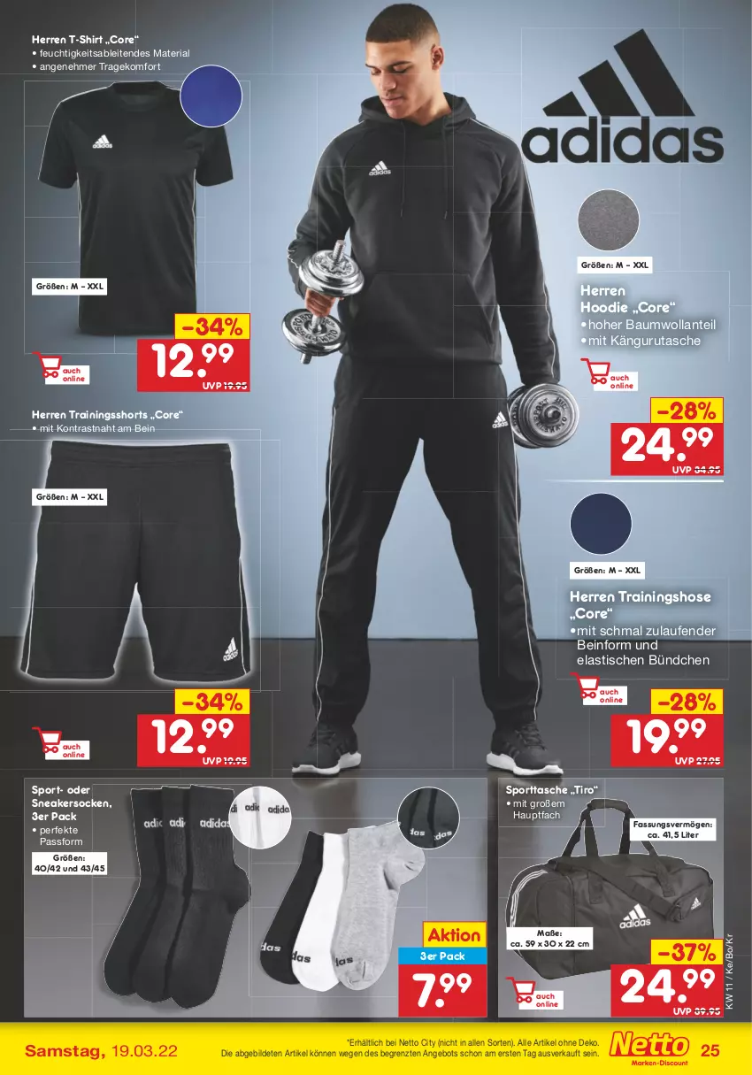 Aktueller Prospekt Netto Marken-Discount - Filial-Angebote - von 14.03 bis 19.03.2022 - strona 25 - produkty: angebot, asti, Bau, hose, Laufen, Ria, shirt, shorts, sneaker, sneakersocken, socken, Sport, sporttasche, T-Shirt, Tasche, Ti, tisch, Trainingshose, ZTE