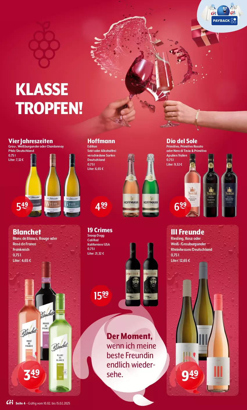 Aktueller Prospekt Getraenke Hoffmann - Prospekte - von 10.02 bis 15.03.2025 - strona 4 - produkty: alkohol, burgunder, chardonnay, de blancs, grauburgunder, nero, primitivo, riesling, rosato, rouge, sekt, Ti, Weißburgunder