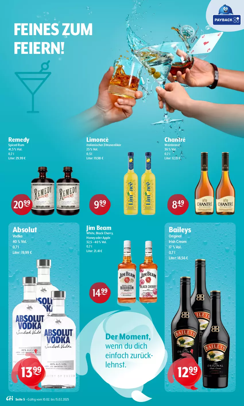 Aktueller Prospekt Getraenke Hoffmann - Prospekte - von 10.02 bis 15.03.2025 - strona 5 - produkty: Absolut Vodka, Apple, baileys, chantré, eier, gin, irish cream, jim beam, lack, likör, limo, rum, Ti, vodka, wein, weinbrand, zitrone, zitronen