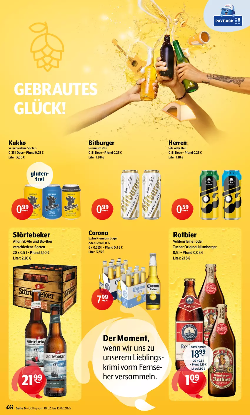 Aktueller Prospekt Getraenke Hoffmann - Prospekte - von 10.02 bis 15.03.2025 - strona 6 - produkty: Berger, bier, bio, bitburger, burger, corona, corona extra, eis, fernseher, gin, nürnberger, pils, premium pils, reis, steiner, störtebeker, Ti, tuc, Tucher