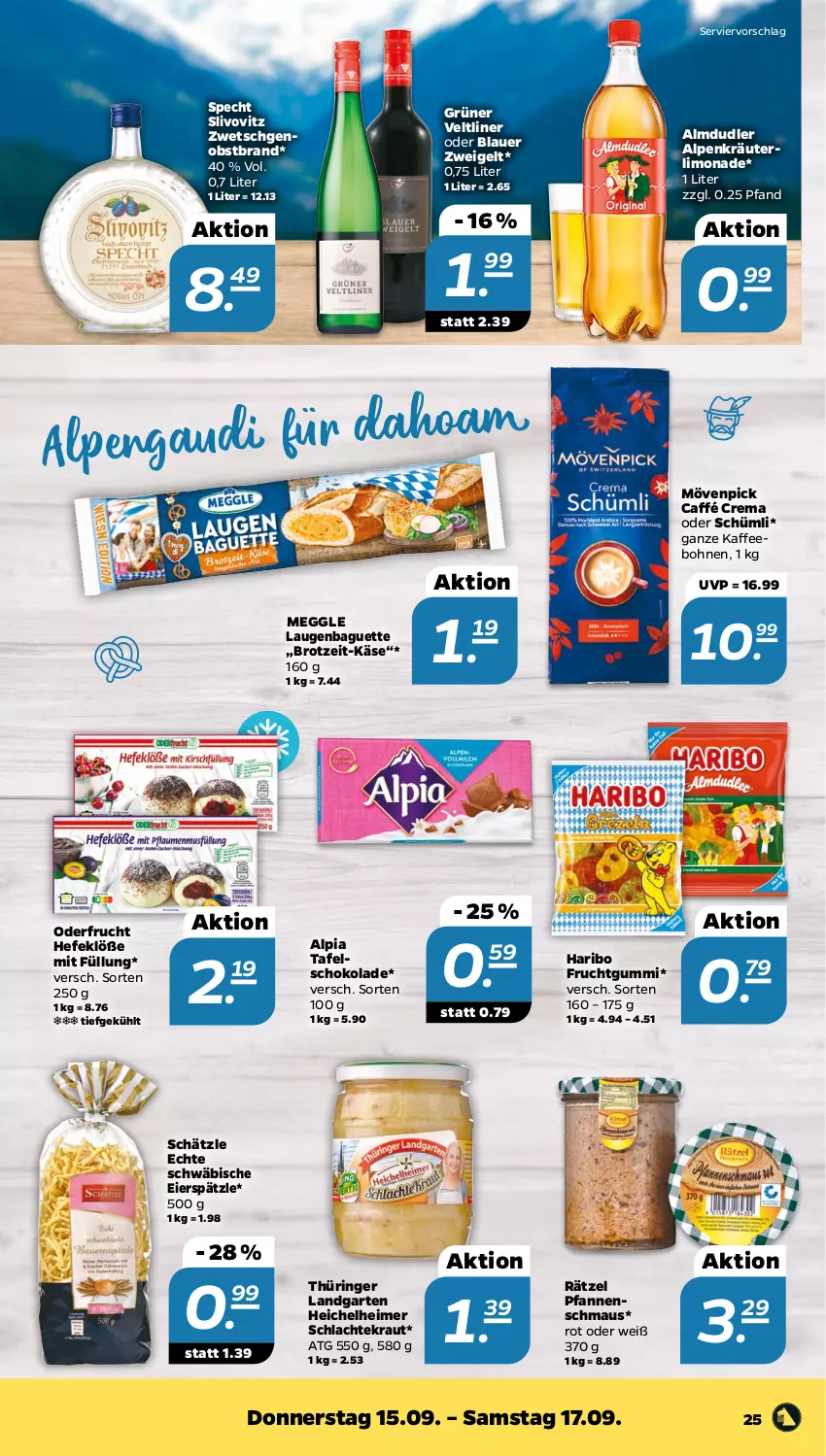 Aktueller Prospekt Netto - Woche 37 - von 12.09 bis 17.09.2022 - strona 25 - produkty: almdudler, alpia, auer, baguette, blauer zweigelt, bohne, bohnen, brot, eier, eierspätzle, eimer, frucht, fruchtgummi, Garten, grüner veltliner, haribo, Hefe, kaffee, kaffeebohnen, Käse, Kraut, kräuter, limo, limonade, Maus, meggle, mövenpick, obst, Obstbrand, pfanne, pfannen, ring, schoko, schokolade, specht, tafelschokolade, Ti, Zweigelt