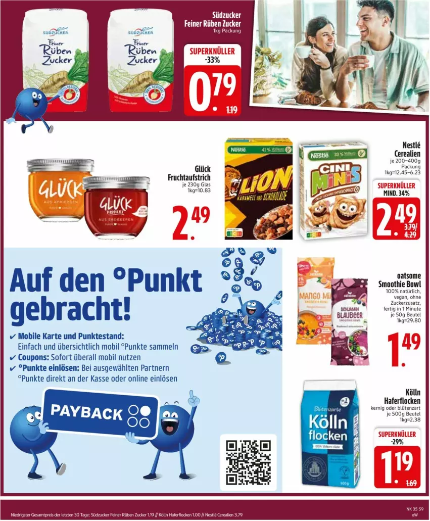 Aktueller Prospekt Edeka - Prospekte - von 25.08 bis 30.08.2025 - strona 11 - produkty: aufstrich, beutel, Blüte, cerealien, coupon, coupons, frucht, fruchtaufstrich, hafer, haferflocken, kölln, smoothie, Ti, zucker