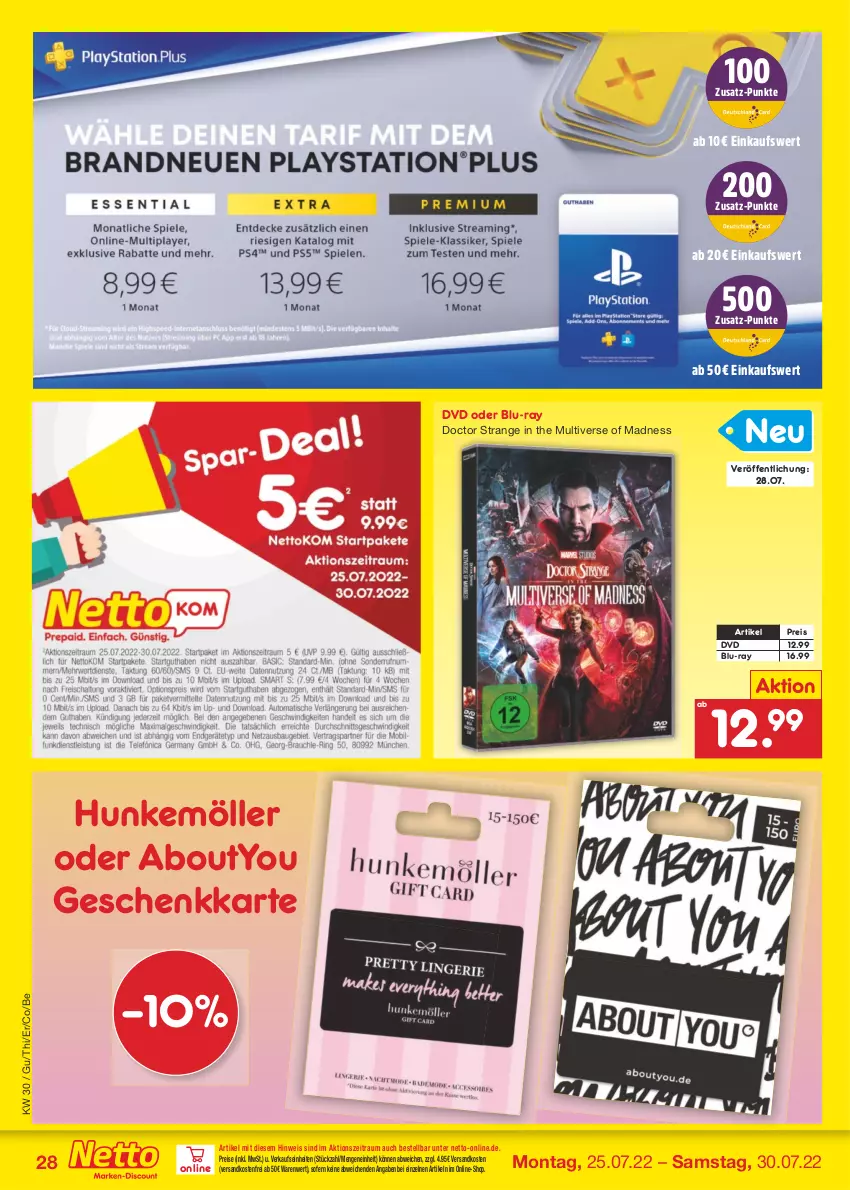 Aktueller Prospekt Netto Marken-Discount - Filial-Angebote - von 25.07 bis 30.07.2022 - strona 28 - produkty: blu-ray, dvd, eis, ndk, reis, Ti, versandkostenfrei, Yo