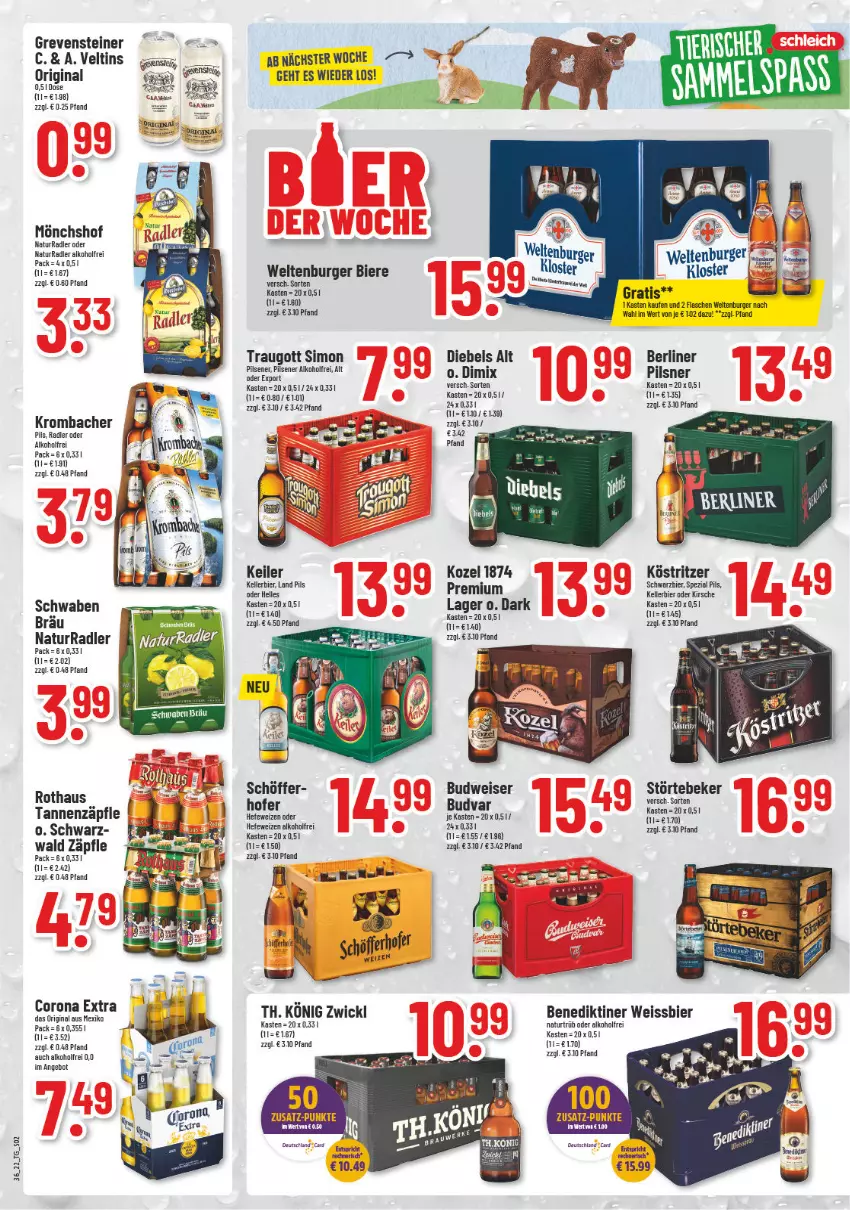 Aktueller Prospekt Trinkgut - von 05.09 bis 10.09.2022 - strona 2 - produkty: alkohol, angebot, Benediktiner, berliner, bier, Biere, budweiser, burger, corona, corona extra, diebels, eis, elle, flasche, gin, grevensteiner, Hefe, hefeweizen, kellerbier, kirsch, kirsche, köstritzer, Kozel, krombache, krombacher, mam, mönchshof, natur, pils, pilsener, pilsner, radler, sim, Spezi, steiner, störtebeker, Ti, veltins, weissbier, WICK