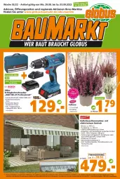 Gazetka promocyjna  - Prospekt für Globus Baumarkt  Achern - Gazetka - ważna od 03.09 do 03.09.2022 - strona 1 - produkty: akku, Bank, Bau, Bohrschrauber, Brei, eis, ladegerät, ndk, pflanze, reis, Tasche, Ti, topf, tragetasche, uv-schutz, ZTE