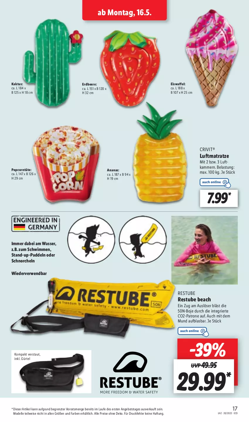 Aktueller Prospekt Lidl - Aktionsprospekt - von 16.05 bis 21.05.2022 - strona 19 - produkty: ananas, angebot, beere, crivit, dell, eis, elle, erdbeere, luftmatratze, matratze, Mode, popcorn, reis, rwe, stube, Ti, wasser, ZTE