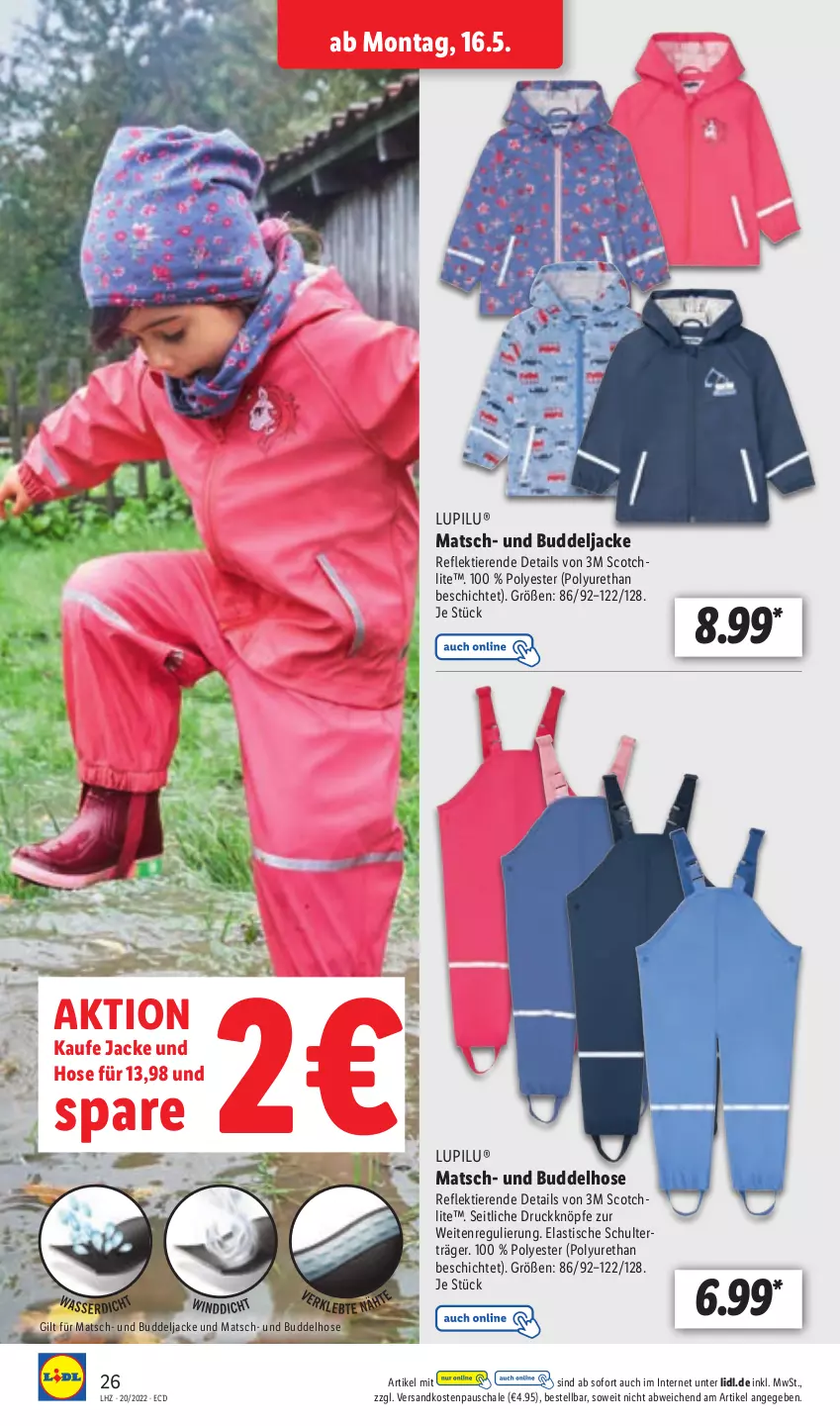 Aktueller Prospekt Lidl - Aktionsprospekt - von 16.05 bis 21.05.2022 - strona 30 - produkty: asti, hose, Jacke, lupilu, ndk, Schal, Schale, scotch, Ti, Tiere, tisch