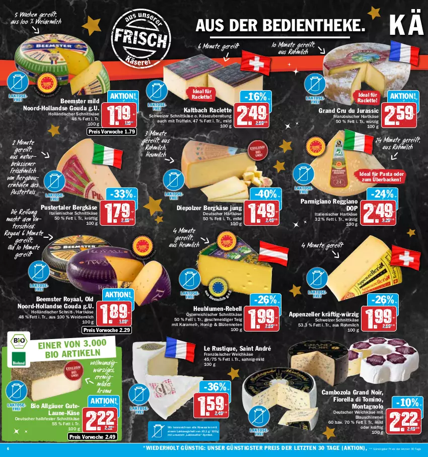 Aktueller Prospekt Hit - Prospekte - von 19.12 bis 24.12.2022 - strona 6 - produkty: appenzeller, auer, Bau, Bauer, Beemster, Bergkäse, bio, blume, blumen, Blüte, cambozola, deutscher weichkäse, eis, elle, französischer weichkäse, gouda, halbfester schnittkäse, hartkäse, Heu, heumilch, holländischer schnittkäse, honig, italienischer hartkäse, Jura, karamell, Käse, Le Rustique, LG, mac, milch, natur, österreichischer schnittkäse, parmigiano, parmigiano reggiano, pasta, rebell, reggiano, reis, rel, schnittkäse, schweizer schnittkäse, Ti, Trüffel, weichkäse, weidemilch, ZTE