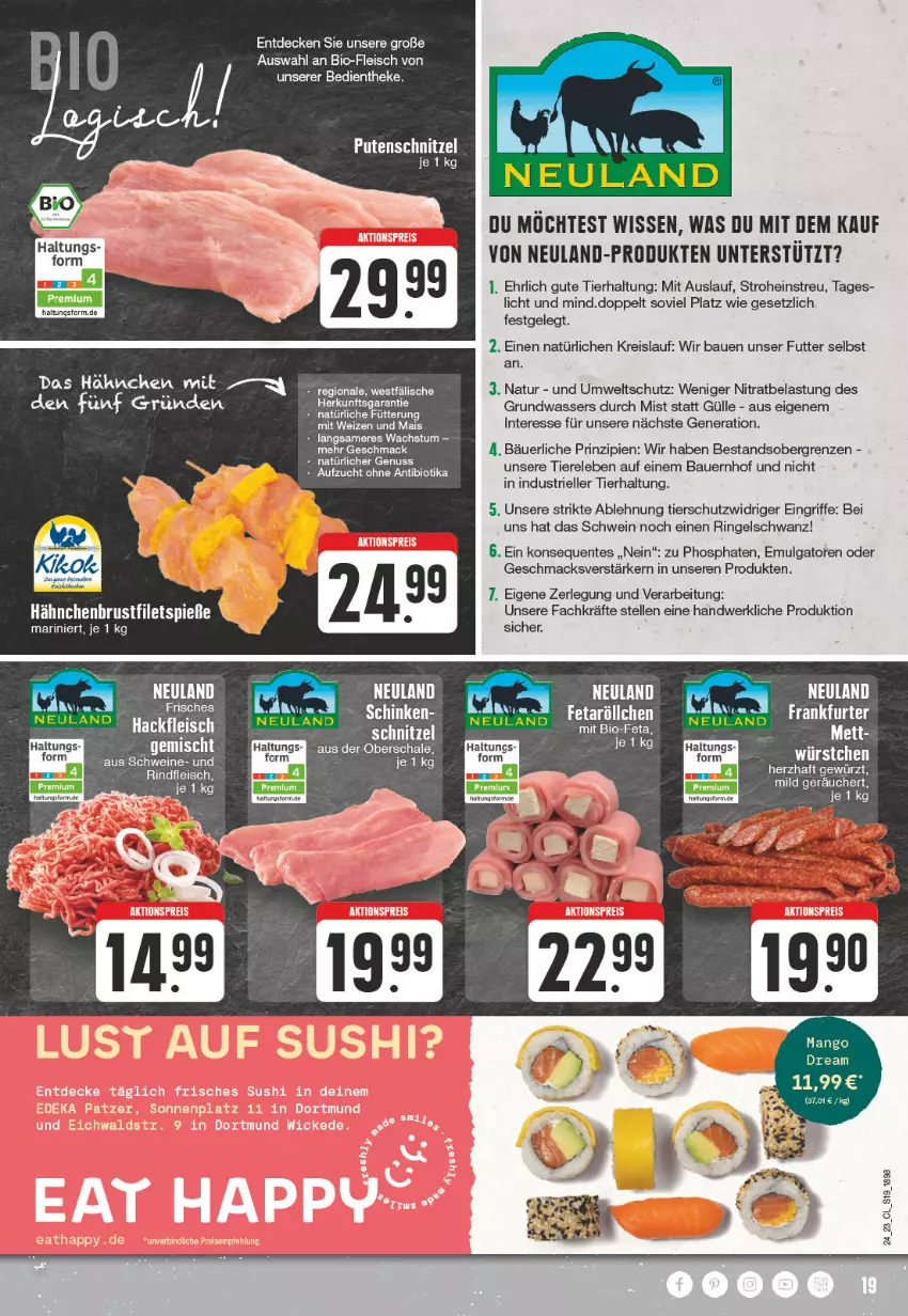 Aktueller Prospekt Edeka - Angebote der Woche - von 12.06 bis 17.06.2023 - strona 19 - produkty: auer, Bau, Bauer, bio, Bio-Feta, decke, eis, elle, ente, feta, filet, filets, fleisch, gewürz, hackfleisch, LG, mac, mais, mango, natur, nuss, pute, putenschnitzel, reis, rel, rind, rindfleisch, ring, Schal, Schale, schnitzel, schwein, schweine, Ti, Tiere, wasser, wein, weine, würstchen