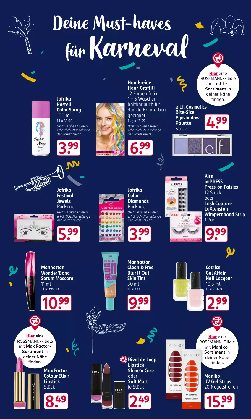 Aktueller Prospekt Rossmann - Prospekte - von 31.01 bis 06.04.2025 - strona 19 - produkty: Kreide, Lipstick, Mascara, Max Factor, Palette, reifen, rum, Serum, Ti, Wels