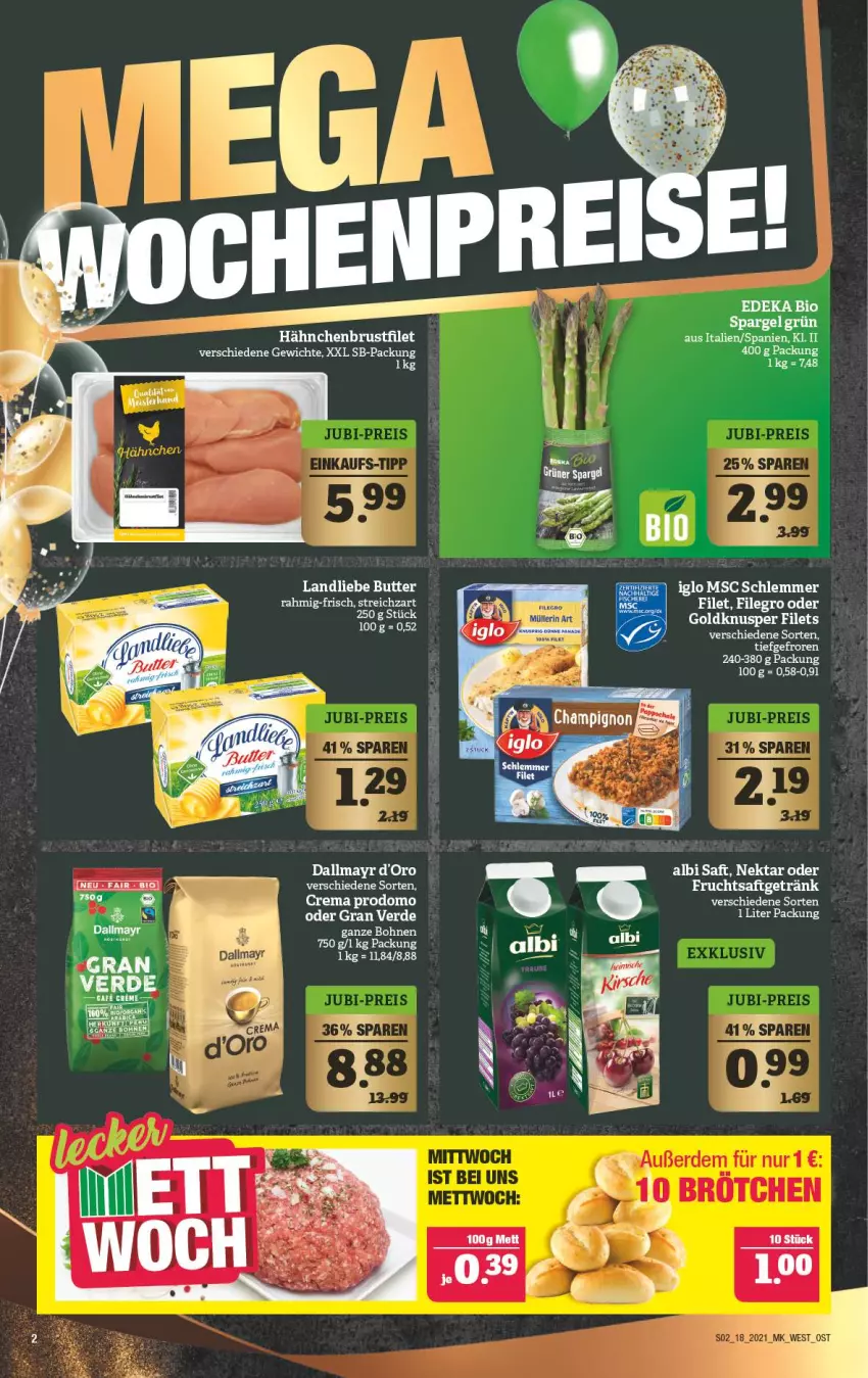 Aktueller Prospekt Marktkauf - Prospekt - von 02.05 bis 08.05.2021 - strona 2 - produkty: bohne, bohnen, butter, dallmayr, erde, filegro, filet, filets, frucht, fruchtsaft, fruchtsaftgetränk, getränk, landliebe, Nektar, prodomo, saft, Streichzart, Ti