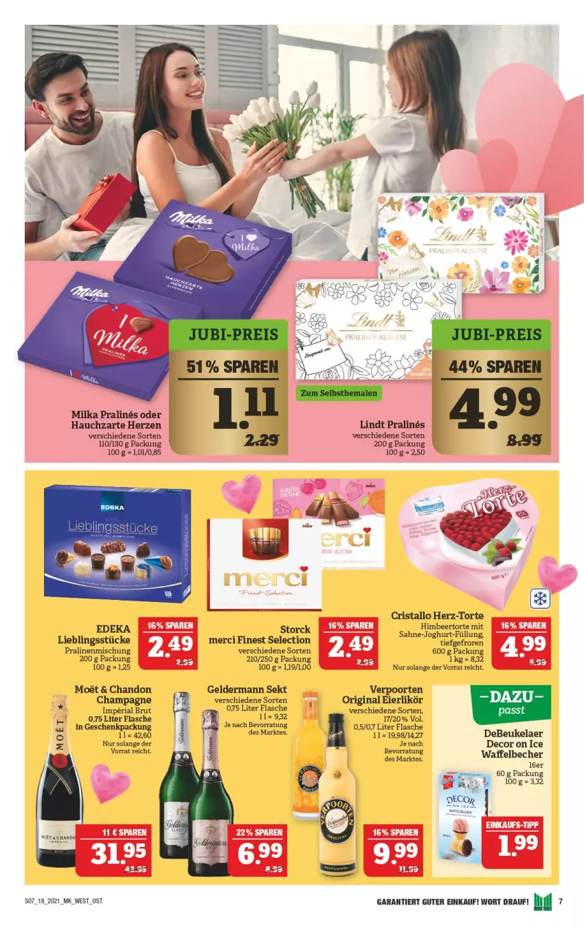 Aktueller Prospekt Marktkauf - Prospekt - von 02.05 bis 08.05.2021 - strona 7 - produkty: Becher, brut, champagne, debeukelaer, decor, eier, eierlikör, flasche, geldermann, geschenkpackung, gin, himbeer, joghur, joghurt, likör, lindt, merci, milka, pralinen, Ria, sahne, sekt, storck, Ti, torte, verpoorten