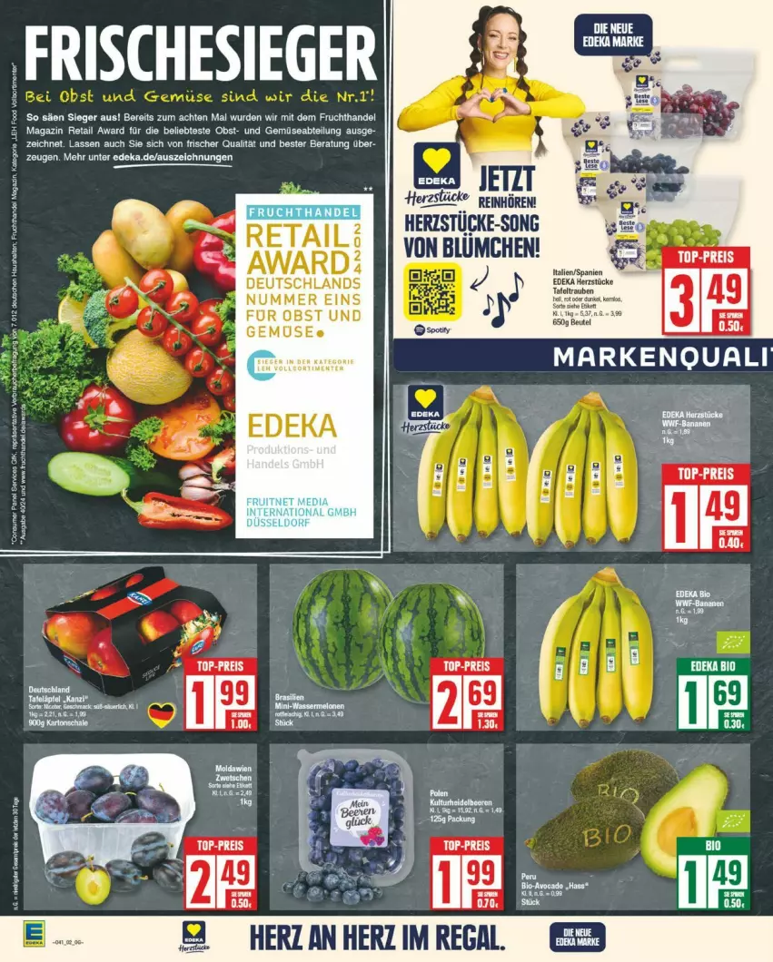 Aktueller Prospekt Edeka - Prospekte - von 07.10 bis 12.10.2024 - strona 2 - produkty: Abtei, bio, deka, edeka bio, eis, frucht, gemuse, magazin, obst, regal, reis, top-preis, und gemüse