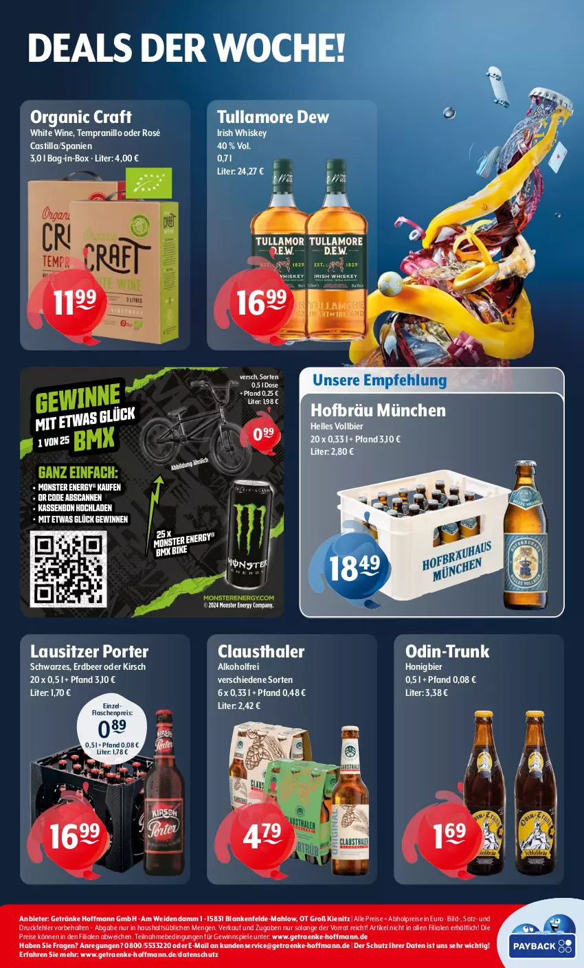 Aktueller Prospekt Getraenke Hoffmann - Prospekte - von 12.08 bis 17.08.2024 - strona 8 - produkty: abholpreise, alkohol, asti, aust, bag-in-box, bier, clausthaler, eis, elle, flasche, getränk, getränke, gewinnspiel, honig, irish whiskey, kirsch, Organic Craft, reis, Spiele, tempranillo, Ti, tullamore, tullamore dew, whiskey