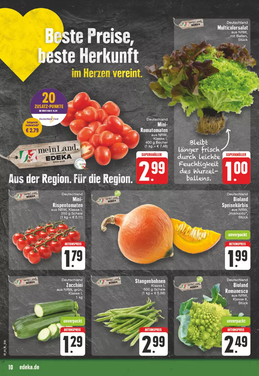 Aktueller Prospekt E Center - Angebote der Woche - von 11.09 bis 16.09.2023 - strona 10 - produkty: aktionspreis, ball, bio, bioland, bohne, bohnen, eis, Kürbis, reis, rispentomaten, Romatomaten, Schal, Schale, tee, Ti, tomate, tomaten, zucchini