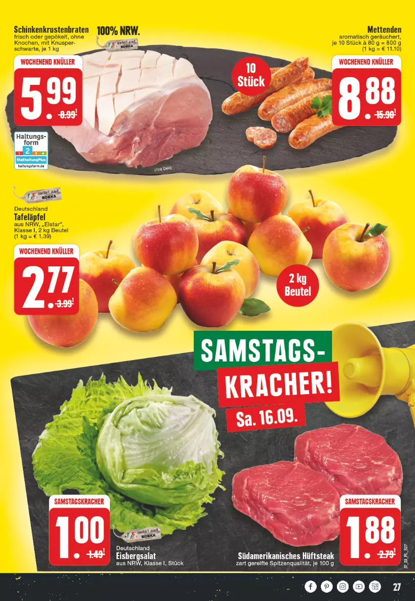 Aktueller Prospekt E Center - Angebote der Woche - von 11.09 bis 16.09.2023 - strona 27 - produkty: beutel, eis, eisbergsalat, kracher, salat, spitzenqualität, tuc