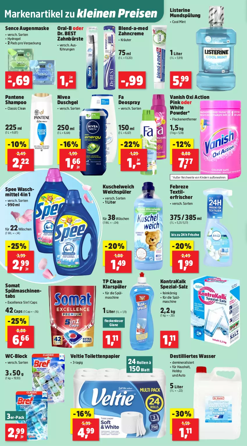 Aktueller Prospekt Thomas Philipps - von 02.02 bis 07.02.2026 - strona 10 - produkty: Augenmaske, auto, blend-a-med, bürste, Cap, creme, deo, deospray, Dr. Best, duschgel, eis, elle, febreze, Fleckenentferner, Hobby, Kinder, klarspüler, kräuter, Kuschelweich, leine, listerine, Maske, mint, mundspülung, nivea, oral-b, oxi action, pantene, papier, reis, salz, shampoo, somat, spee, Spezi, spülmaschinen, spülmaschinentabs, spülung, Textilerfrischer, Ti, toilettenpapier, vanish, vanish oxi action, waschmittel, wasser, weichspüler, zahnbürste, zahncreme