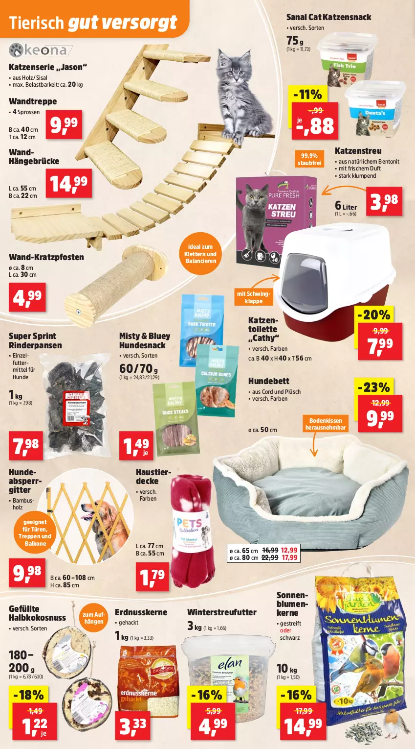 Aktueller Prospekt Thomas Philipps - von 02.02 bis 07.02.2026 - strona 4 - produkty: aust, bambus, bett, blume, blumen, decke, erde, erdnuss, Holz, Hundebett, hundesnack, katzensnack, Katzenstreu, kissen, kokos, kokosnuss, nuss, Plüsch, rind, rinder, sana, snack, sonnenblume, sonnenblumen, Sonnenblumenkerne, Stier, Streufutter, Ti