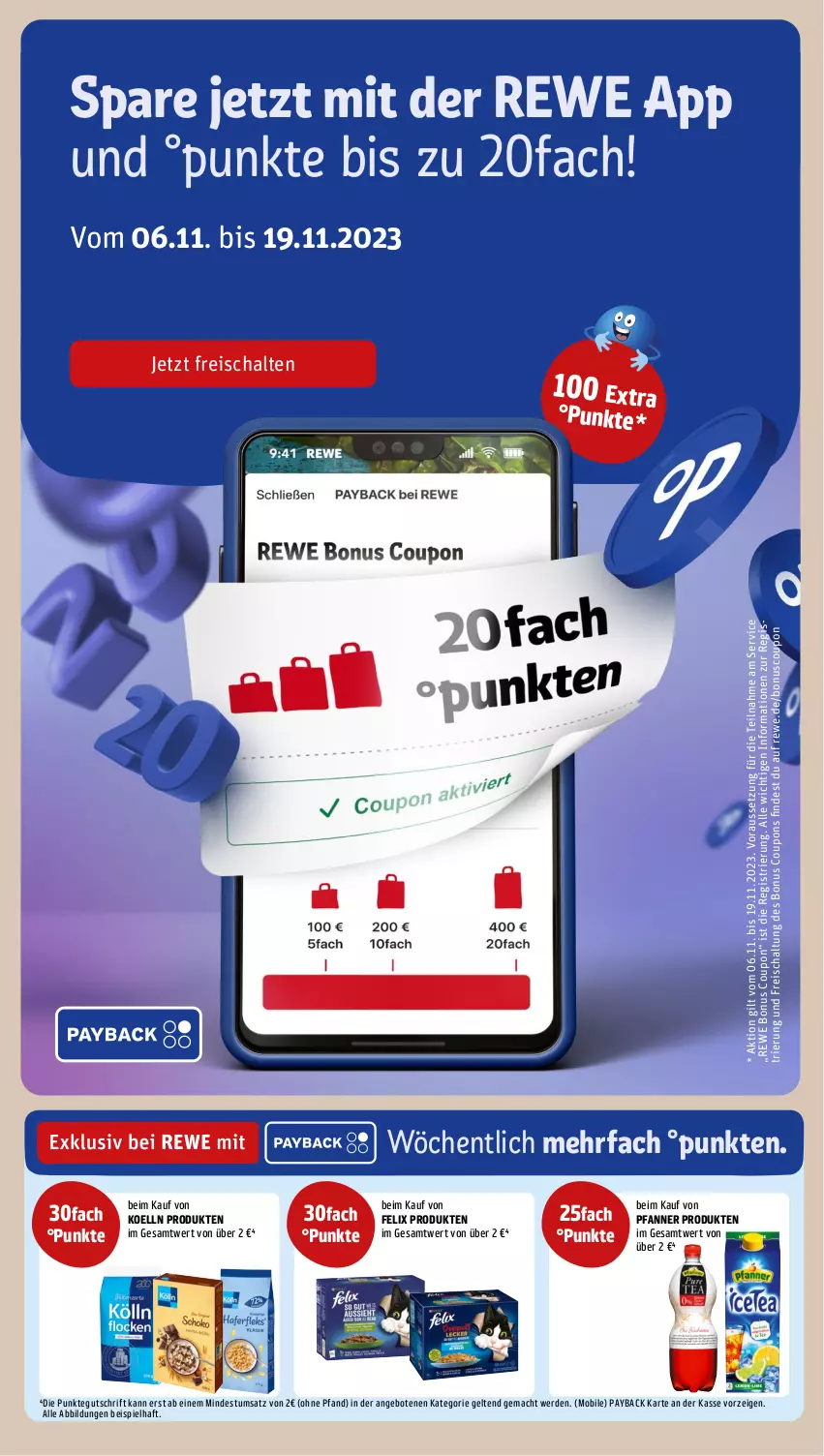 Aktueller Prospekt Rewe - Prospekte - von 06.11 bis 11.11.2023 - strona 18 - produkty: angebot, angebote, coupon, coupons, eis, erde, felix, mac, payback, pfanne, Pfanner, reis, Schal, Ti