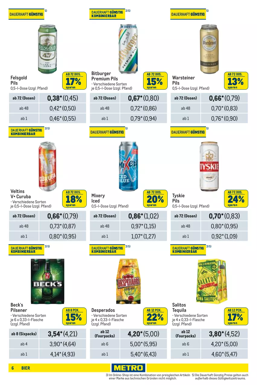 Aktueller Prospekt Metro - Händler Journal - von 29.05 bis 12.06.2024 - strona 6 - produkty: auer, bier, bitburger, burger, desperados, eis, flasche, Mixer, mixery, pils, pilsener, premium pils, reis, steiner, tequila, Ti, tyskie, veltins, warsteiner