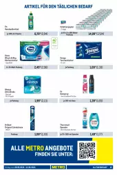 Gazetka promocyjna Metro - Händler Journal - Gazetka - ważna od 12.06 do 12.06.2024 - strona 19 - produkty: Alwa, Always, angebot, angebote, bürste, deo, deospray, flasche, gin, küche, Küchen, küchentücher, Metro, papier, spülmittel, Tasche, taschen, taschentücher, Tempo, theramed, Ti, toilettenpapier, tücher, zahnbürste, zewa
