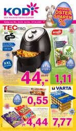 Gazetka promocyjna Kodi - Prospekte - Gazetka - ważna od 07.04 do 07.04.2022 - strona 1 - produkty: auto, batterie, batterien, bio, blume, blumen, blumenerde, eis, elle, erde, fritteuse, korb, longlife, papier, pommes, Pommes Frites, reis, Ria, rwe, Schal, Spiele, spülmaschinen, teller, thermostat, Ti, timer, tisch