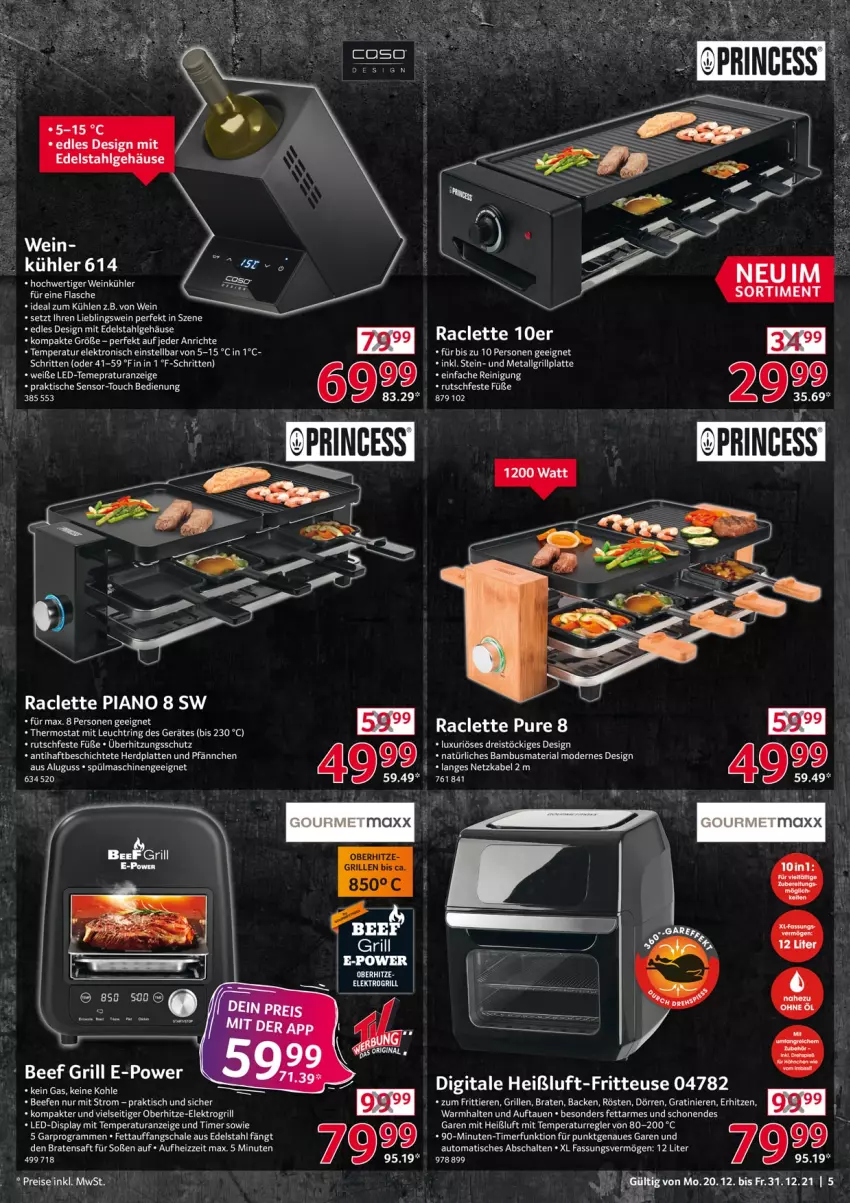 Aktueller Prospekt Selgros - Vorschau:
            Nonfood - von 20.12 bis 31.12.2021 - strona 5 - produkty: auto, Bad, bambus, beef, braten, edelstahl, eier, eis, Elektro, fritteuse, grill, grillplatte, gsw, latte, LG, Mode, perla, Reinigung, reis, Ria, ring, saft, Schal, Schale, Soße, thermostat, Ti, Tiere, timer, tisch, wein