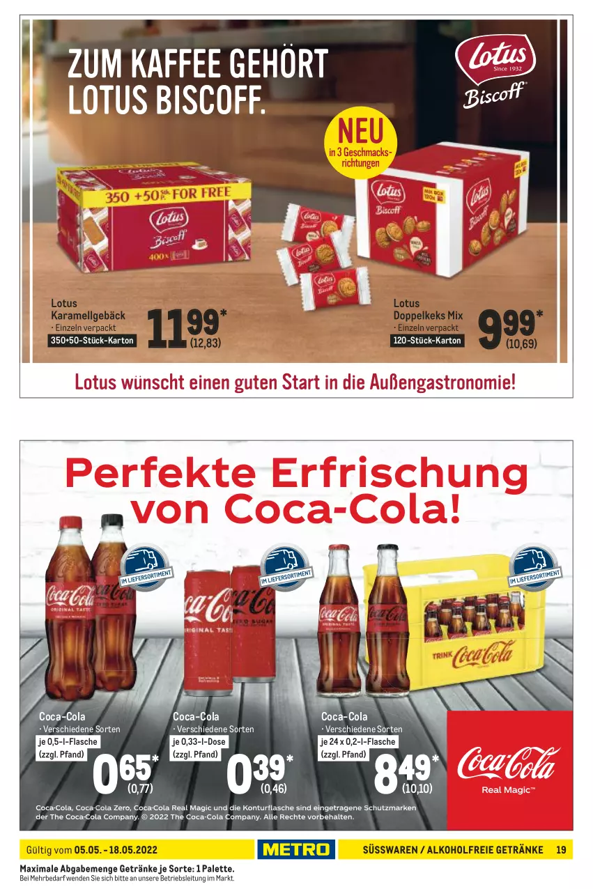 Aktueller Prospekt Metro - GastroJournal - von 05.05 bis 18.05.2022 - strona 19 - produkty: alkohol, alkoholfreie getränke, coca-cola, cola, flasche, getränk, getränke, karamell, keks, LG, Palette, süsswaren, Ti