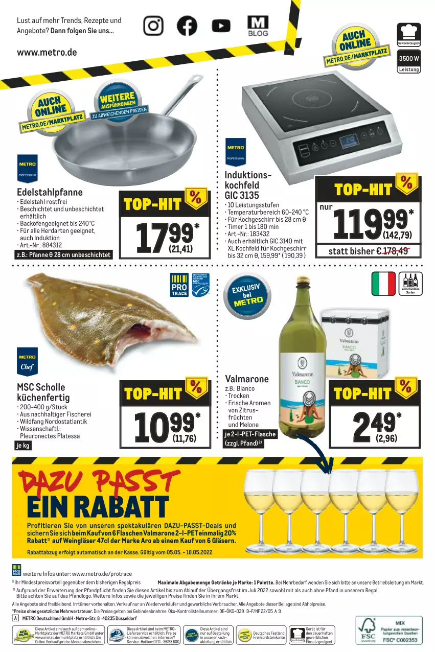 Aktueller Prospekt Metro - GastroJournal - von 05.05 bis 18.05.2022 - strona 36 - produkty: abholpreise, Abtei, angebot, angebote, auer, backofen, edelstahl, eis, fisch, fische, Fischer, flasche, früchte, früchten, geschirr, getränk, getränke, herdarten, ilag, induktionskochfeld, kochfeld, küche, Küchen, LG, lieferservice, melone, Metro, Ofen, Palette, pet-flasche, pfanne, preisvorteil, Rauch, regal, reis, rezept, rezepte, rwe, Schere, scholl, Ti, timer, Wild