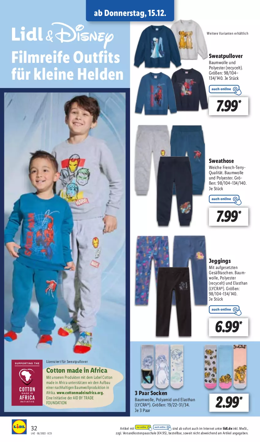 Aktueller Prospekt Lidl - Aktionsprospekt - von 12.12 bis 17.12.2022 - strona 32 - produkty: Bau, baumwolle, gin, hose, leine, ndk, Pullover, Ria, Schal, Schale, socken, Sweathose, Tasche, taschen, Ti, wolle, ZTE