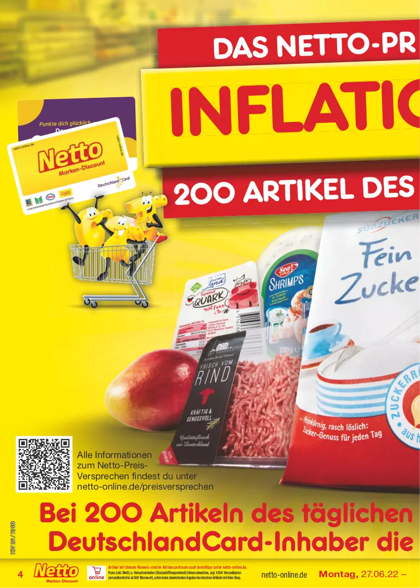 Aktueller Prospekt Netto Marken-Discount - Filial-Angebote - von 27.06 bis 02.07.2022 - strona 4 - produkty: deutschlandcard, eis, ndk, reis, Ti, versandkostenfrei