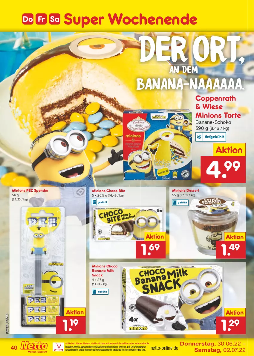 Aktueller Prospekt Netto Marken-Discount - Filial-Angebote - von 27.06 bis 02.07.2022 - strona 40 - produkty: banane, coppenrath, dessert, eis, ndk, reis, schoko, snack, Ti, torte, versandkostenfrei