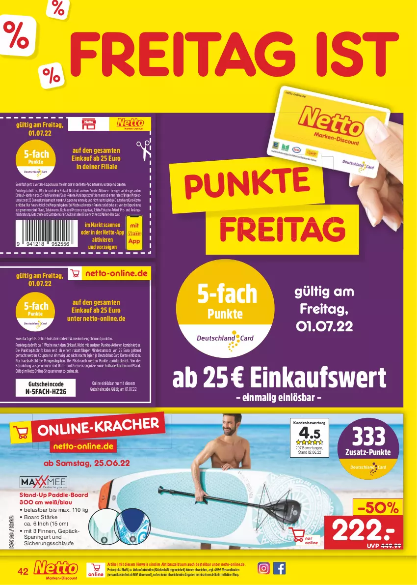 Aktueller Prospekt Netto Marken-Discount - Filial-Angebote - von 27.06 bis 02.07.2022 - strona 42 - produkty: buch, coupon, deutschlandcard, discount, eduscho, eis, erde, guthabenkarte, gutschein, gutscheine, korb, mac, marken-discount, milch, ndk, Rauch, reis, Tchibo, Ti, versandkostenfrei