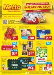 Gazetka promocyjna Netto Marken-Discount - Filial-Angebote - Gazetka - ważna od 02.07 do 02.07.2022 - strona 1 - produkty: angebot, ariel, ariel waschmittel, bestpreis, bier, bohne, butter, coca-cola, cocktail, cola, dallmayr, dallmayr prodomo, deutschlandcard, diebels, eis, joghur, joghurt, joghurt mit der ecke, kaffee, Müller, ndk, prodomo, reis, rispentomaten, Streichzart, Ti, tomate, tomaten, versandkostenfrei, waschmittel, weihenstephan, ZTE