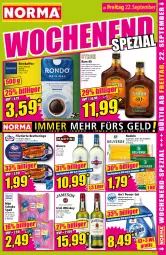 Gazetka promocyjna Norma - Norma - Gazetka - ważna od 25.09 do 25.09.2023 - strona 15 - produkty: Bratheringe, cocktail, cocktails, filet, Filetierte Bratheringe, flasche, getränk, getränke, gin, hering, irish whiskey, kaffee, linsen, lion, nudel, nudeln, ring, rum, rwe, schoko, Schokolinsen, spaghetti, Ti, whiskey