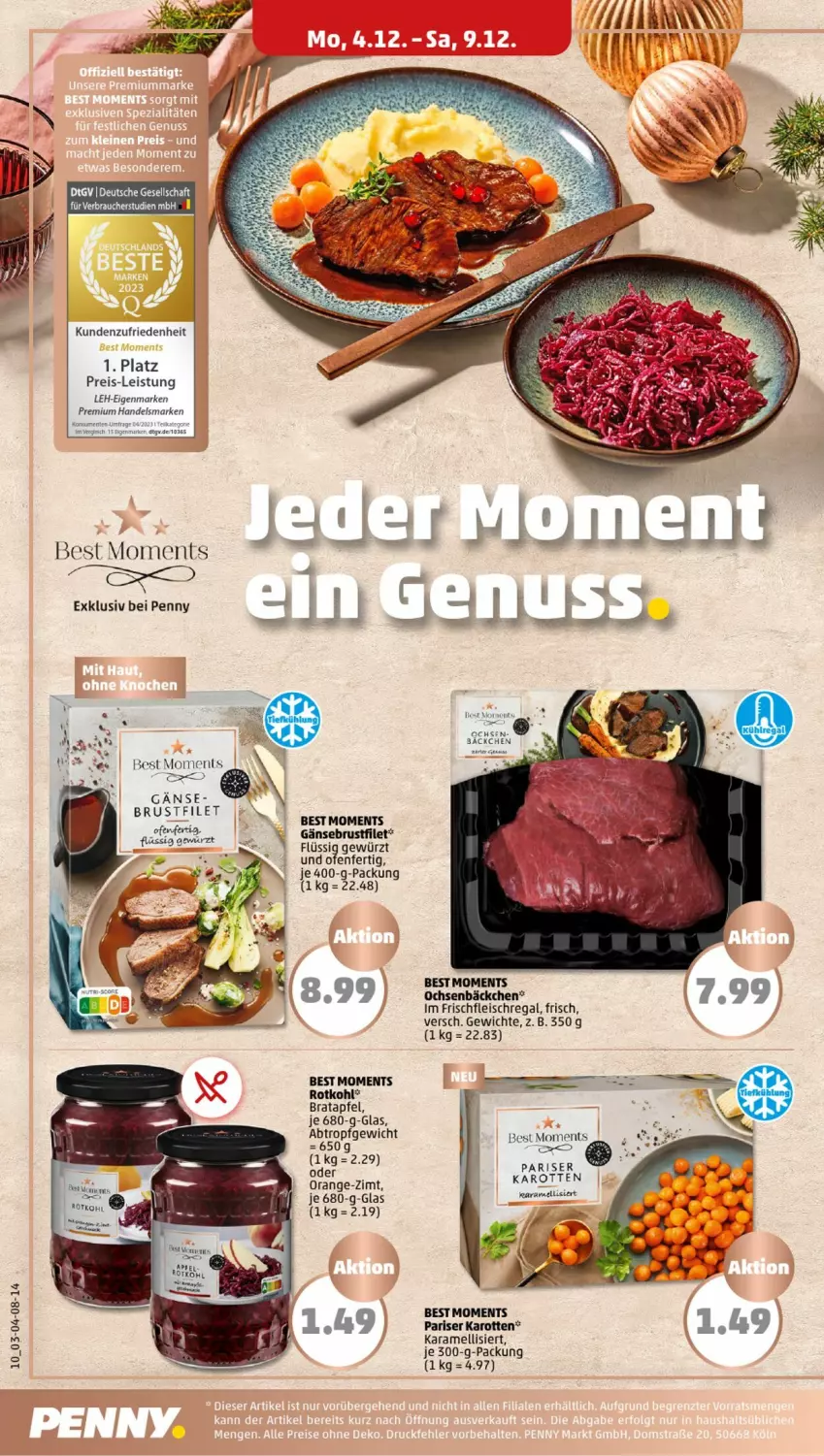 Aktueller Prospekt Penny - Prospekte - von 04.12 bis 09.12.2023 - strona 10 - produkty: apfel, brustfilet, eis, ente, filet, fleisch, Gänsebrust, gewürz, karamell, karotten, Ofen, orange, regal, reis, rotkohl, Ti