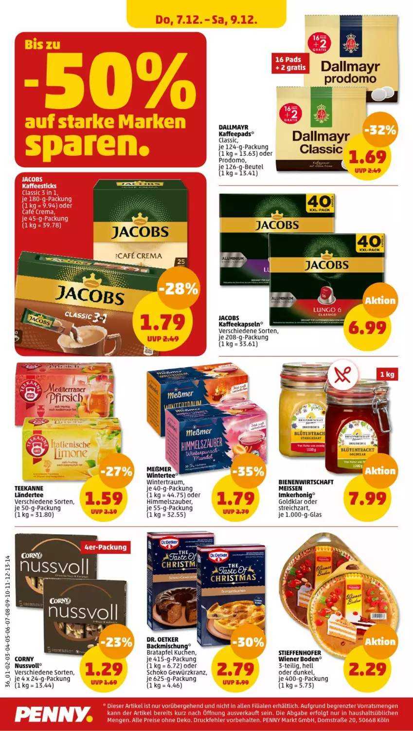 Aktueller Prospekt Penny - Prospekte - von 04.12 bis 09.12.2023 - strona 38 - produkty: apfel, beutel, Blüte, dallmayr, Dr. Oetker, eis, gewürz, honig, jacobs, kaffee, kaffeekapseln, kaffeepads, Kranz, kuchen, Ländertee, Meßmer, pfirsich, prodomo, schoko, Streichzart, tee, teekanne, Ti, wiener, wiener boden