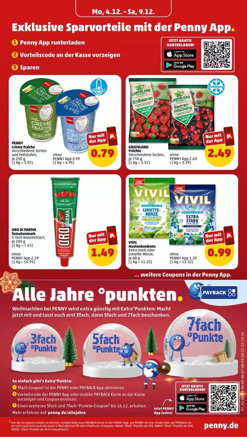 Aktueller Prospekt Penny - Prospekte - von 04.12 bis 09.12.2023 - strona 7 - produkty: bonbons, creme, dip, früchte, Hustenbonbons, limette, Mett, minze, payback, tomate, tomaten, tomatenmark