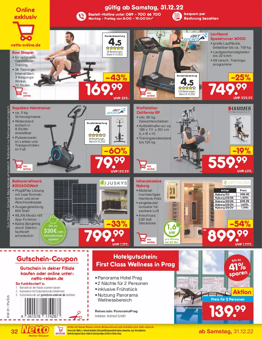 Aktueller Prospekt Netto Marken-Discount - Filial-Angebote - von 02.01 bis 07.01.2023 - strona 32 - produkty: Bau, coupon, eis, Elektro, gsw, gutschein, Holz, kraft, LG, ndk, rama, reis, Ria, spee, Sport, steckdose, telefon, Ti, uhr, wellnessbereich