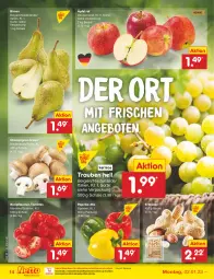 Gazetka promocyjna Netto Marken-Discount - Filial-Angebote - Gazetka - ważna od 07.01 do 07.01.2023 - strona 14 - produkty: angebot, angebote, bestpreis, beutel, Birnen, braun, champignon, eis, erdnüsse, LG, ndk, paprika, pflaume, pflaumen, reis, Schal, Schale, Ti, tomate, tomaten, trauben