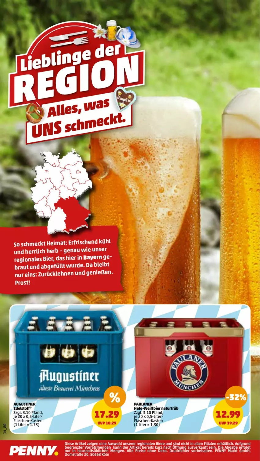 Aktueller Prospekt Penny - Prospekte - von 10.04 bis 15.04.2023 - strona 14 - produkty: bier, flasche, flaschen-kasten, Hefe, LG, natur, Paula, paulaner, Ti