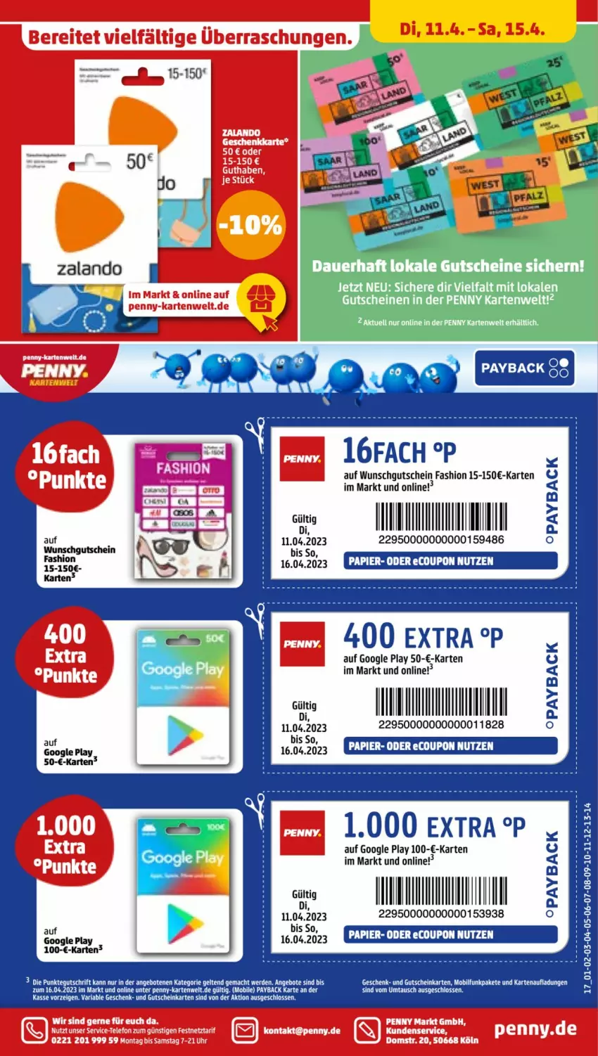 Aktueller Prospekt Penny - Prospekte - von 10.04 bis 15.04.2023 - strona 17 - produkty: auer, coupon, google play, gutschein, gutscheine, LG, papier, payback, Ria, tee, Ti