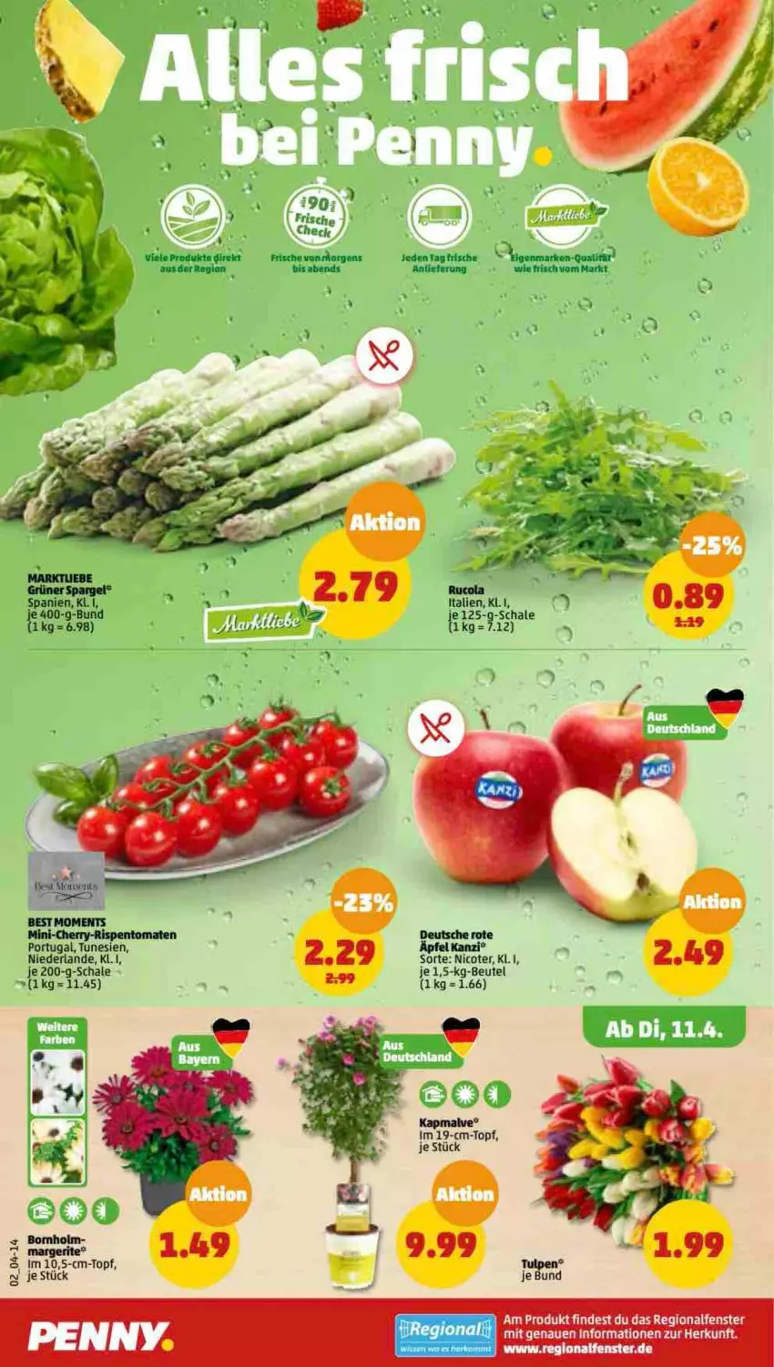 Aktueller Prospekt Penny - Prospekte - von 10.04 bis 15.04.2023 - strona 2 - produkty: beutel, fenster, grüner spargel, LG, rispentomaten, sac, Schal, Schale, spargel, Ti, tomate, tomaten, topf, Yo