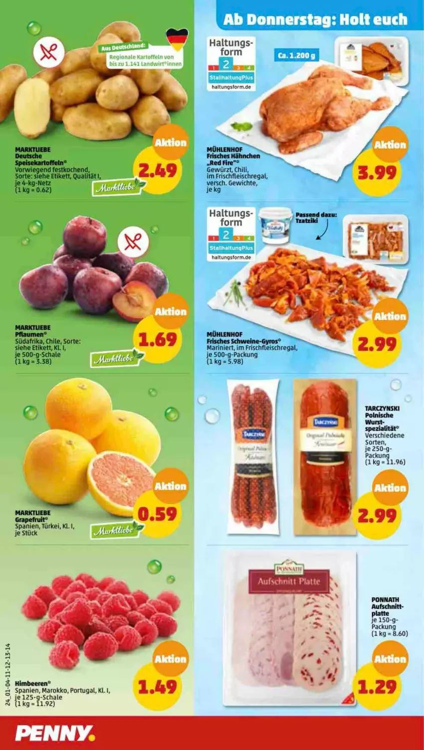 Aktueller Prospekt Penny - Prospekte - von 10.04 bis 15.04.2023 - strona 24 - produkty: aufschnitt, beere, beeren, chili, eis, fleisch, gewürz, himbeer, himbeere, himbeeren, latte, pflaume, pflaumen, ponnath, regal, rel, Schal, Schale, Ti, wurst