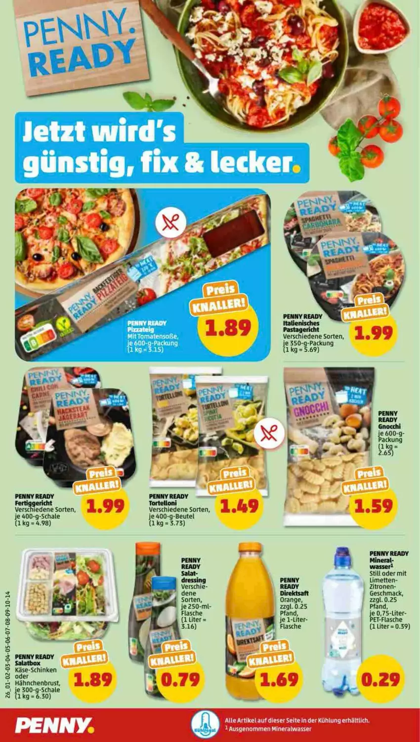 Aktueller Prospekt Penny - Prospekte - von 10.04 bis 15.04.2023 - strona 26 - produkty: beutel, direktsaft, flasche, gnocchi, hähnchenbrust, Käse, limette, limetten, mac, Mett, metten, orange, pet-flasche, saft, salat, Schal, Schale, schinken, Soße, Ti, tomate, tomaten, torte, tortelloni, wasser, zitrone, zitronen